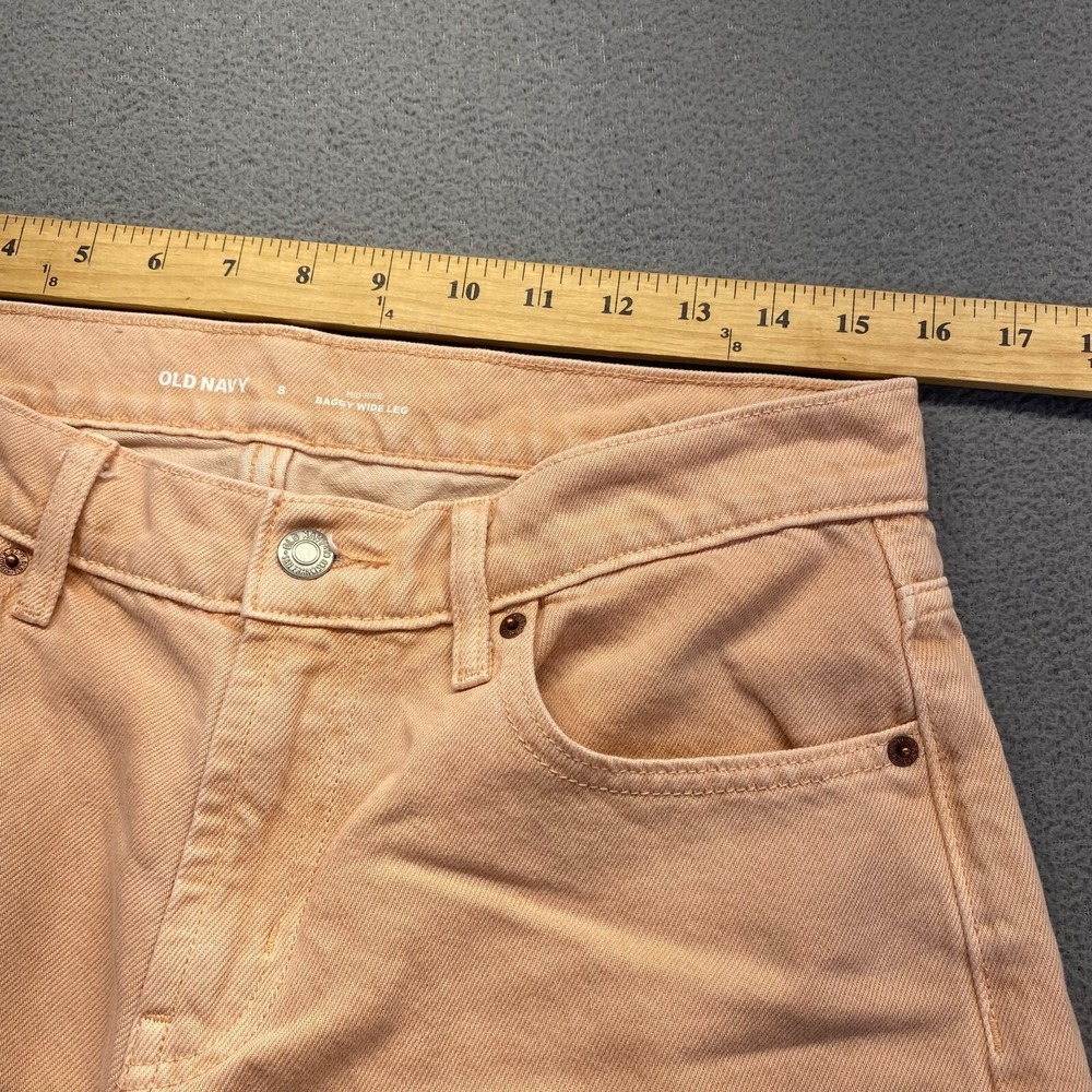 Old Navy Mid Rise Baggy Wide Leg Jeans Womens Size 8 Peach Denim Pockets - Picture 6 of 14